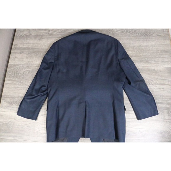54L Hart Schaffner Marx Navy Wool 2-Piece Suit Trousers Jacket Pants 37 - Picture 6 of 15